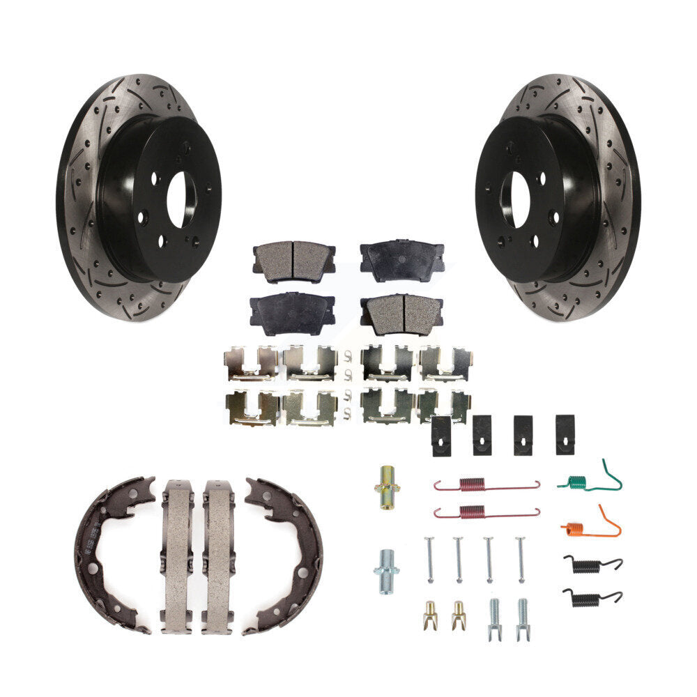 Disque arrière, Rotors percés et fendus, plaquettes en céramique, Kit de quincaillerie pour chaussures de stationnement pour
