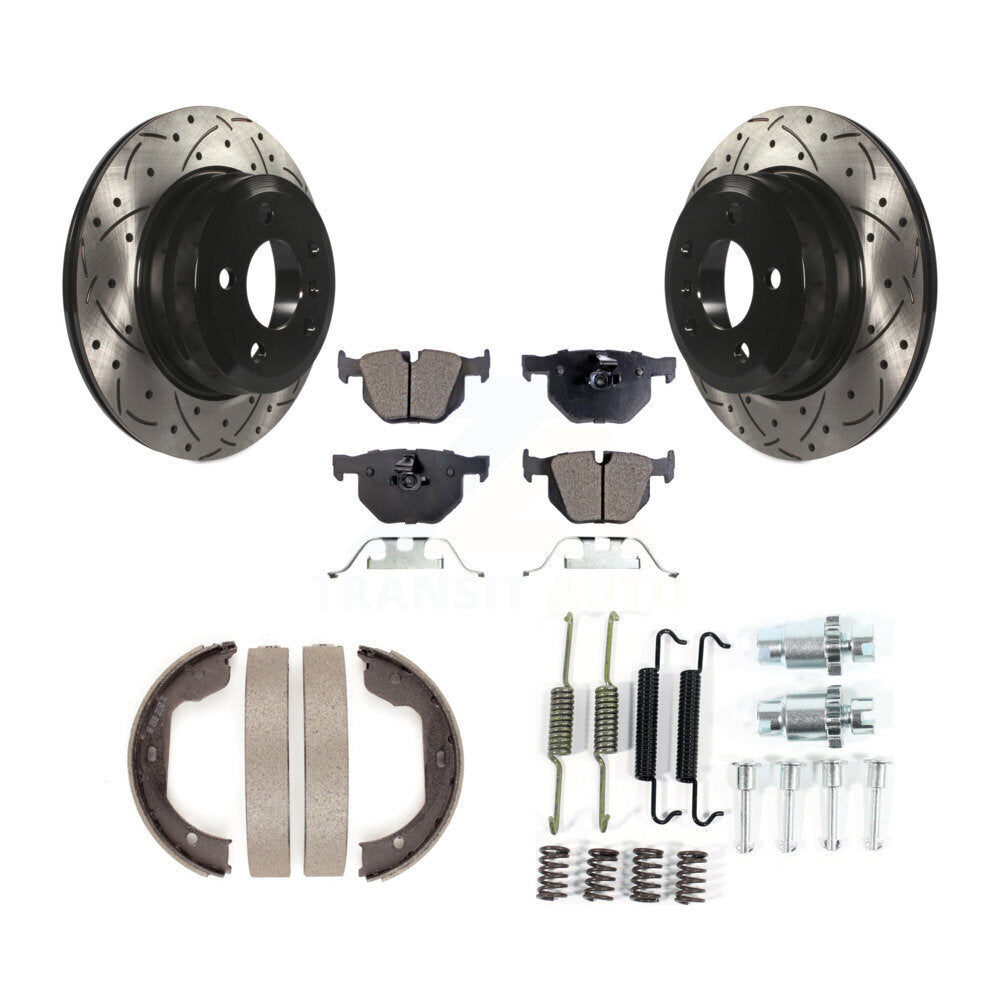 Disque arrière, Rotors percés et fendus, plaquettes en céramique, Kit de quincaillerie pour chaussures de stationnement pour