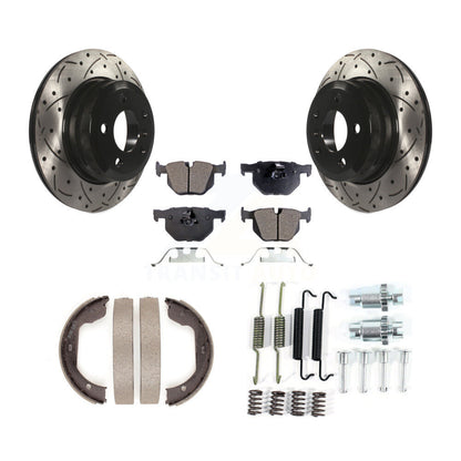 Disque arrière, Rotors percés et fendus, plaquettes en céramique, Kit de quincaillerie pour chaussures de stationnement pour