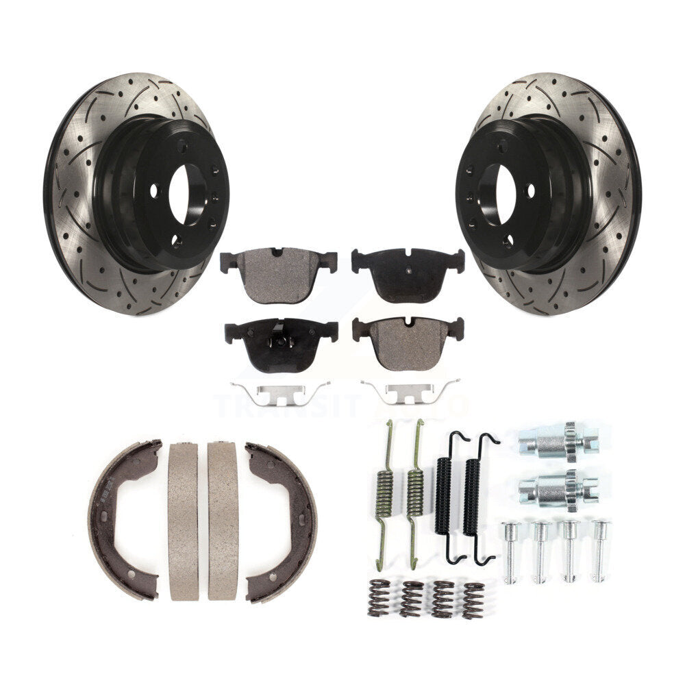 Disque arrière, Rotors percés et fendus, plaquettes en céramique, Kit de quincaillerie pour chaussures de stationnement pour