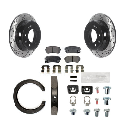 Disque arrière, Rotors percés et fendus, plaquettes en céramique, Kit de quincaillerie pour chaussures de stationnement pour