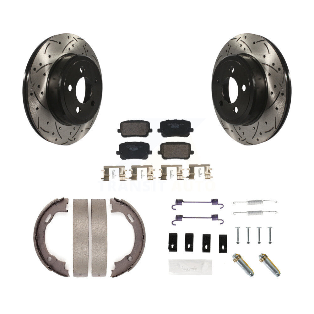 Disque arrière, Rotors percés et fendus, plaquettes en céramique, Kit de quincaillerie pour chaussures de stationnement pour