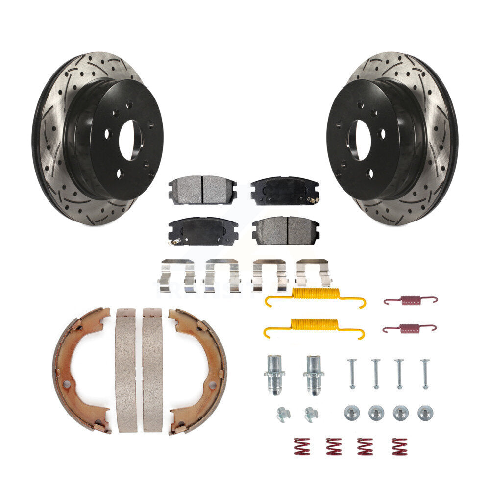 Disque arrière, Rotors percés et fendus, plaquettes en céramique, Kit de quincaillerie pour chaussures de stationnement pour