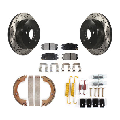 Disque arrière, Rotors percés et fendus, plaquettes en céramique, Kit de quincaillerie pour chaussures de stationnement pour
