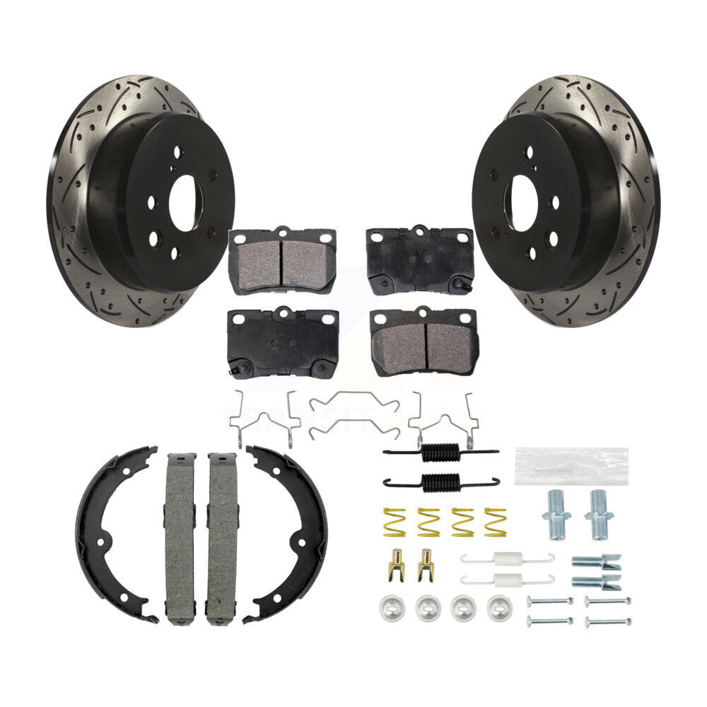 Disque arrière, Rotors percés et fendus, plaquettes en céramique, Kit de quincaillerie pour chaussures de stationnement pour