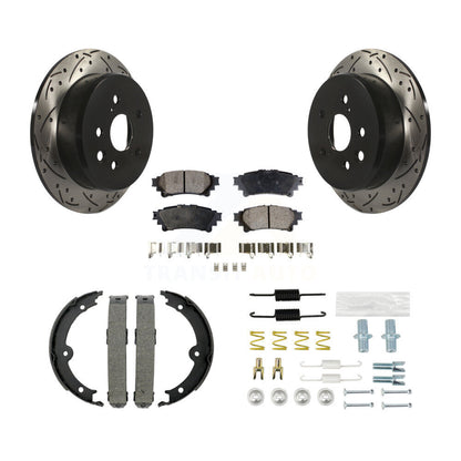 Disque arrière, Rotors percés et fendus, plaquettes en céramique, Kit de quincaillerie pour chaussures de stationnement pour