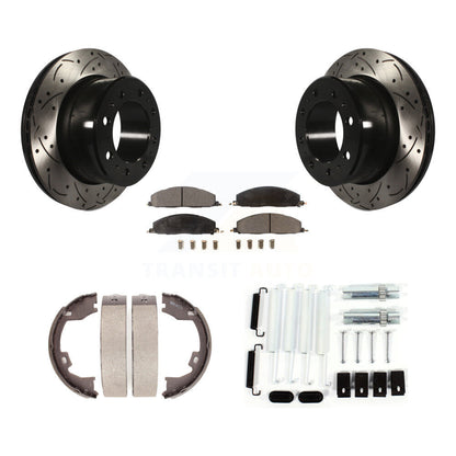 Disque arrière, Rotors percés et fendus, plaquettes en céramique, Kit de quincaillerie pour chaussures de stationnement pour