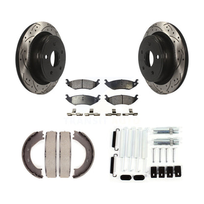 Disque arrière, Rotors percés et fendus, plaquettes en céramique, Kit de quincaillerie pour chaussures de stationnement pour