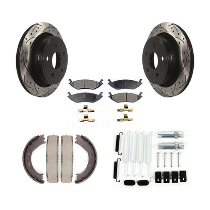 Disque arrière, Rotors percés et fendus, plaquettes en céramique, Kit de quincaillerie pour chaussures de stationnement pour