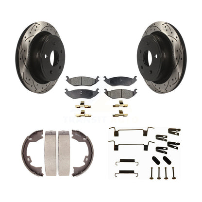 Disque arrière, Rotors percés et fendus, plaquettes en céramique, Kit de quincaillerie pour chaussures de stationnement pour