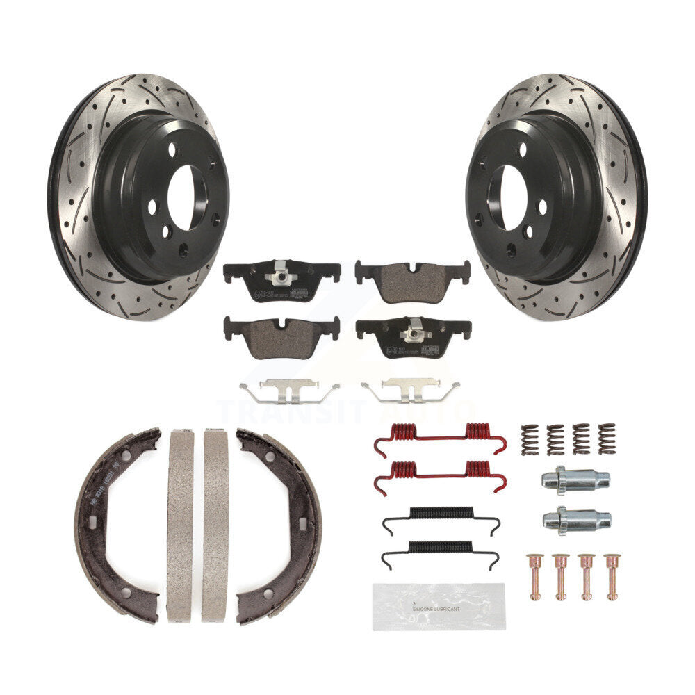 Disque arrière, Rotors percés et fendus, plaquettes en céramique, Kit de quincaillerie pour chaussures de stationnement pour