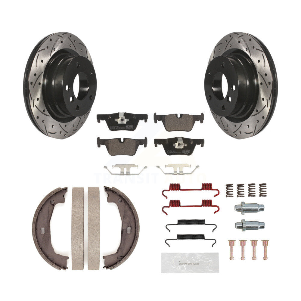 Disque arrière, Rotors percés et fendus, plaquettes en céramique, Kit de quincaillerie pour chaussures de stationnement pour