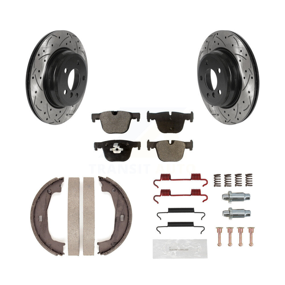 Disque arrière, Rotors percés et fendus, plaquettes en céramique, Kit de quincaillerie pour chaussures de stationnement pour