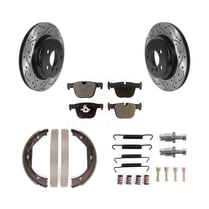Disque arrière, Rotors percés et fendus, plaquettes en céramique, Kit de quincaillerie pour chaussures de stationnement pour