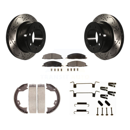 Disque arrière, Rotors percés et fendus, plaquettes en céramique, Kit de quincaillerie pour chaussures de stationnement pour