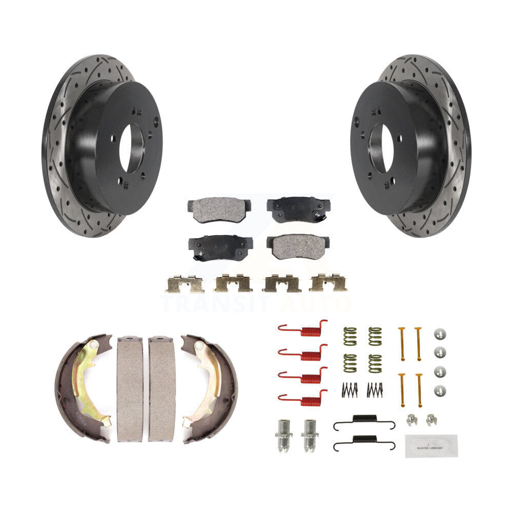 Disque arrière, Rotors percés et fendus, plaquettes en céramique, Kit de quincaillerie pour chaussures de stationnement pour