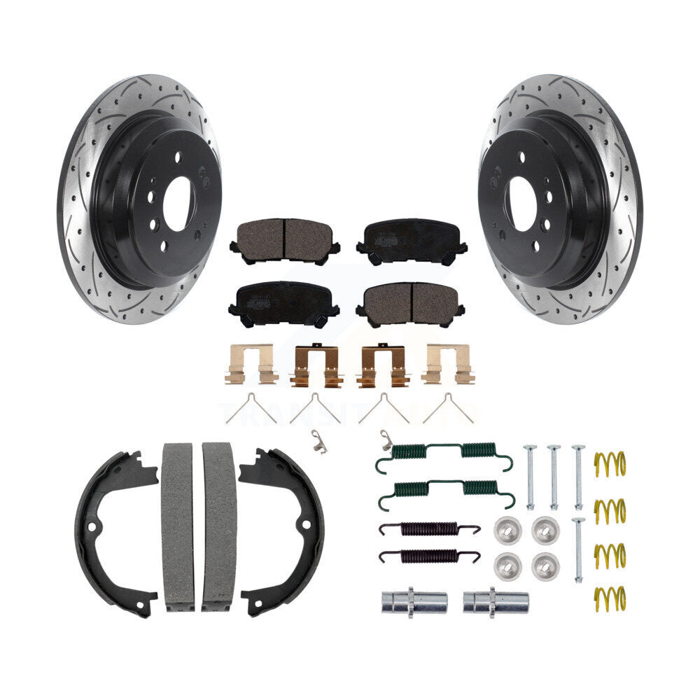 Disque arrière, Rotors percés et fendus, plaquettes en céramique, Kit de quincaillerie pour chaussures de stationnement pour