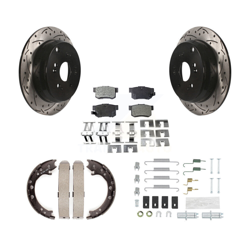 Disque arrière, Rotors percés et fendus, plaquettes en céramique, Kit de quincaillerie pour chaussures de stationnement pour