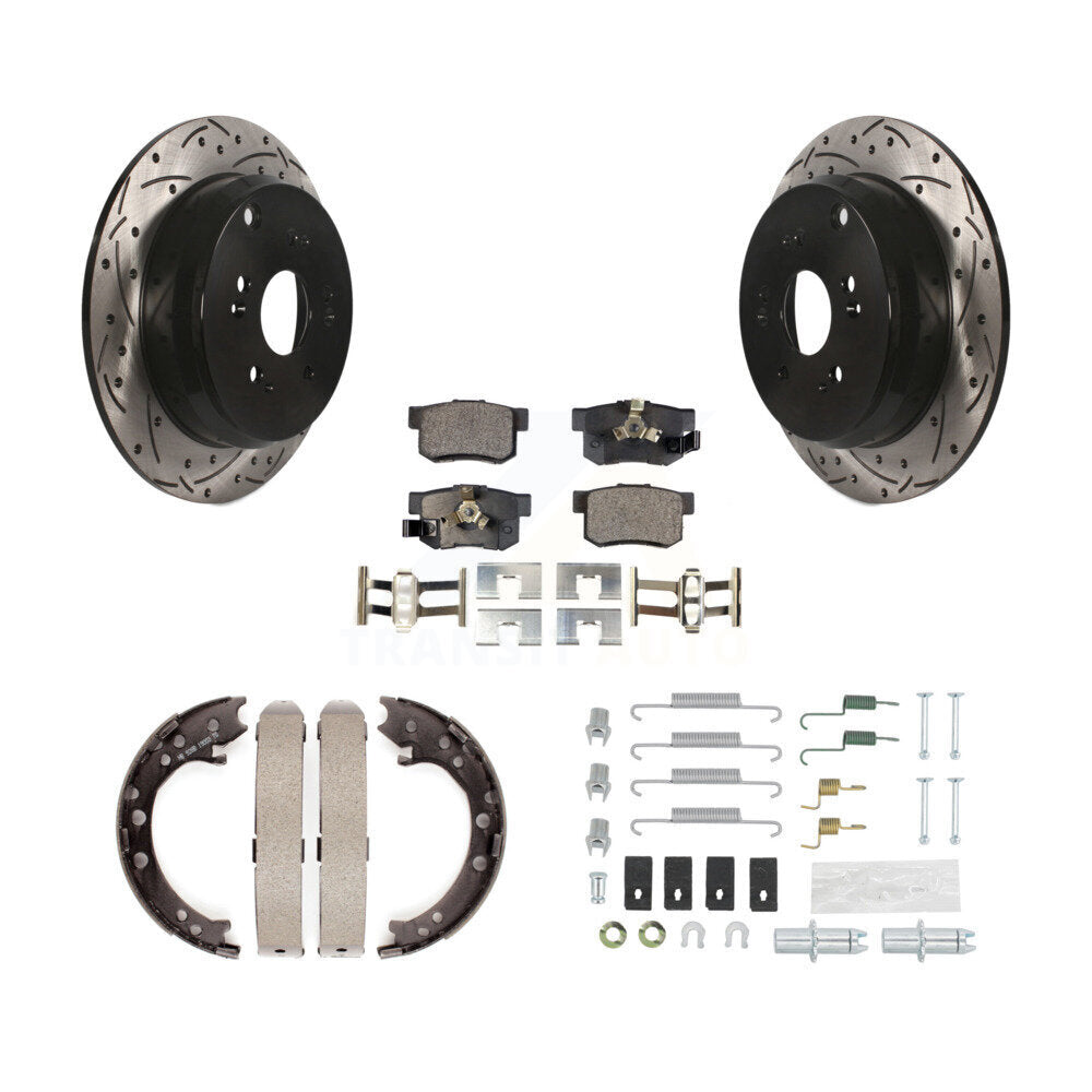 Disque arrière, Rotors percés et fendus, plaquettes en céramique, Kit de quincaillerie pour chaussures de stationnement pour