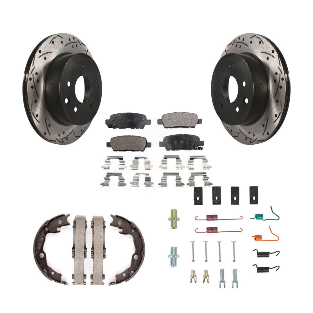 Disque arrière, Rotors percés et fendus, plaquettes en céramique, Kit de quincaillerie pour chaussures de stationnement pour