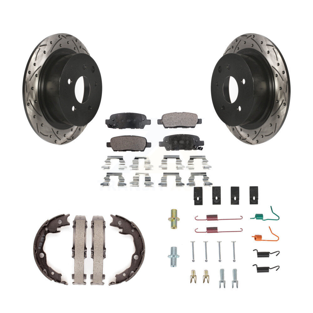 Disque arrière, Rotors percés et fendus, plaquettes en céramique, Kit de quincaillerie pour chaussures de stationnement pour