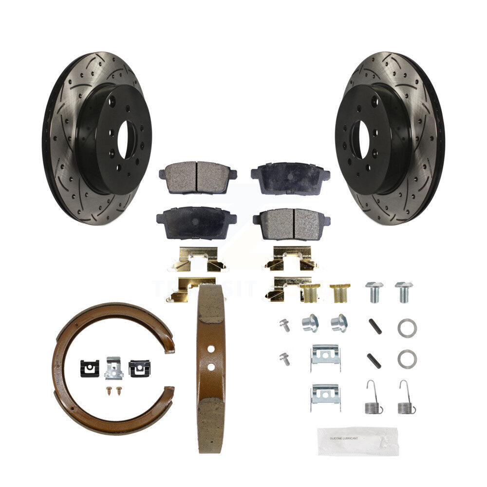 Disque arrière, Rotors percés et fendus, plaquettes en céramique, Kit de quincaillerie pour chaussures de stationnement pour
