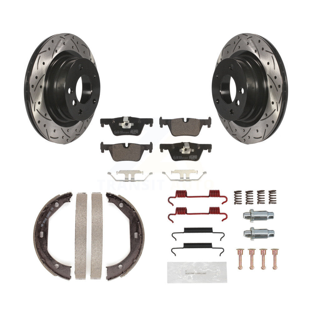 Disque arrière, Rotors percés et fendus, plaquettes en céramique, Kit de quincaillerie pour chaussures de stationnement pour
