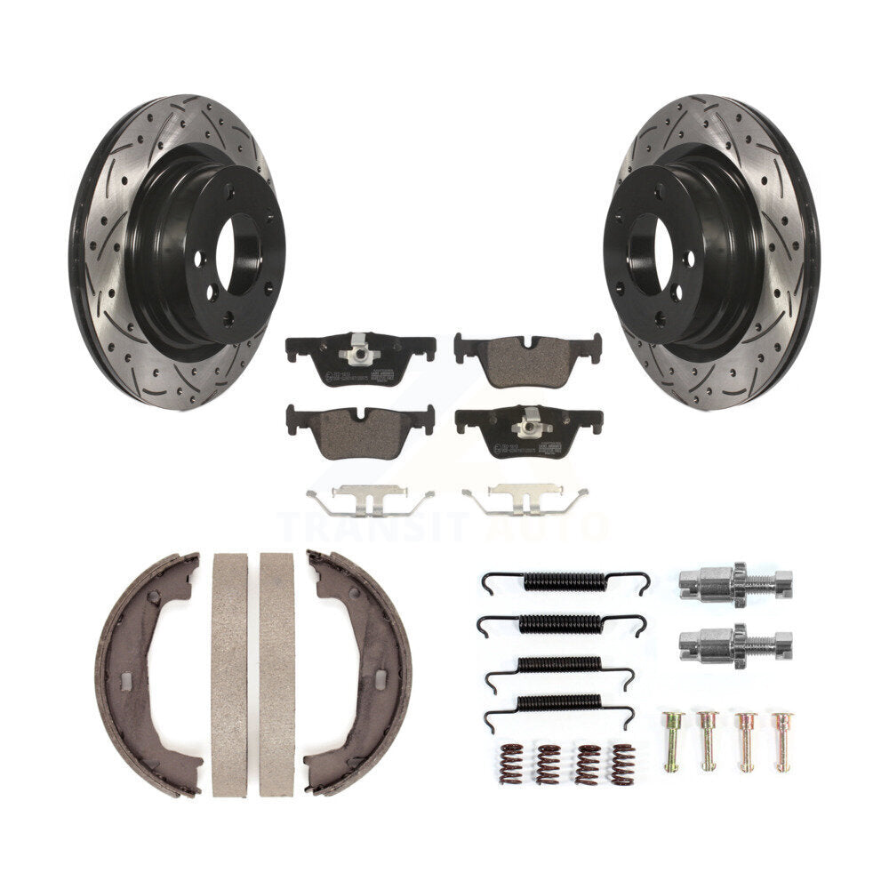 Disque arrière, Rotors percés et fendus, plaquettes en céramique, Kit de quincaillerie pour chaussures de stationnement pour