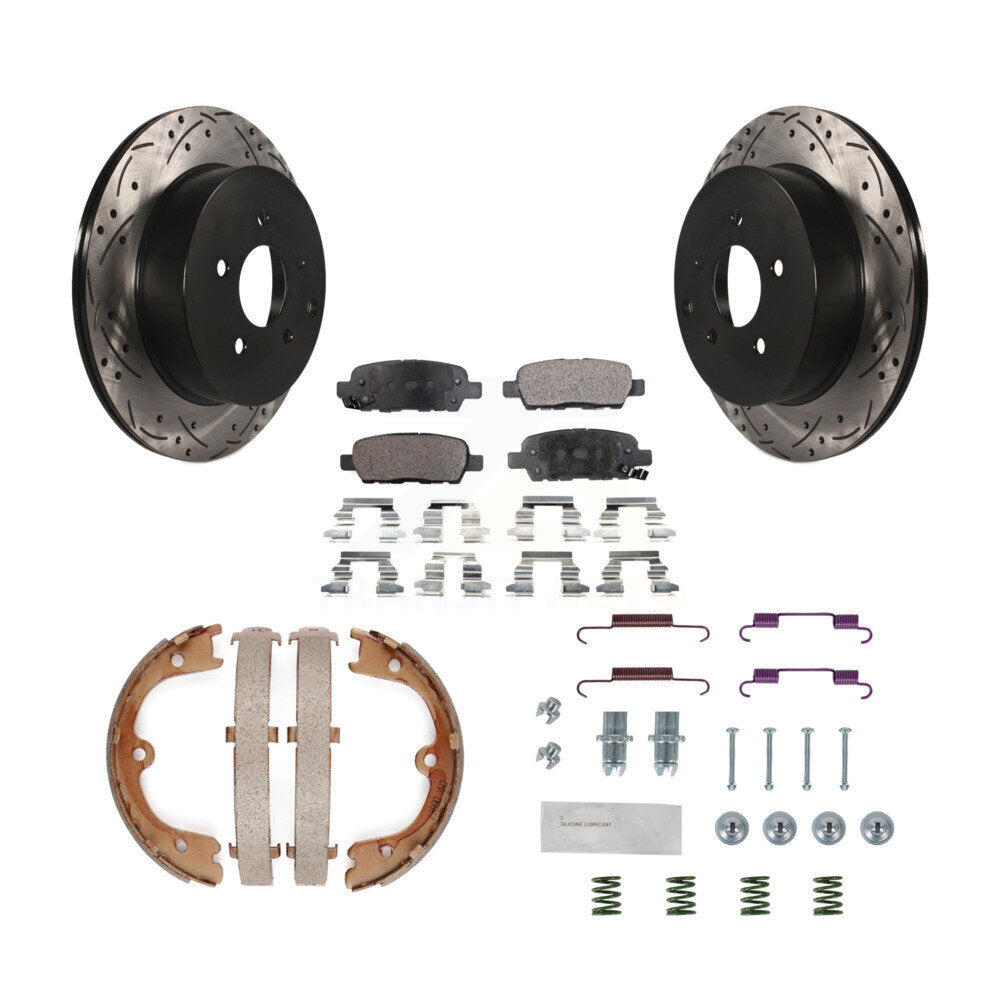 Disque arrière, Rotors percés et fendus, plaquettes en céramique, Kit de quincaillerie pour chaussures de stationnement pour