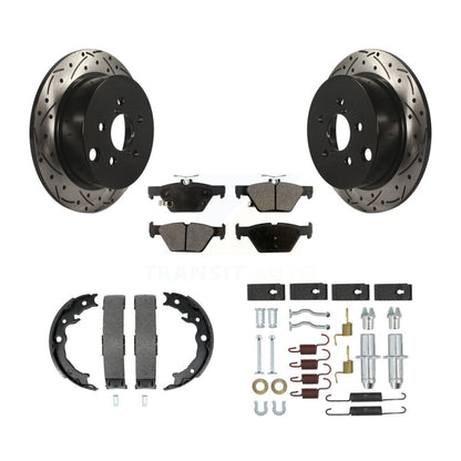 Disque arrière, Rotors percés et fendus, plaquettes en céramique, Kit de quincaillerie pour chaussures de stationnement pour