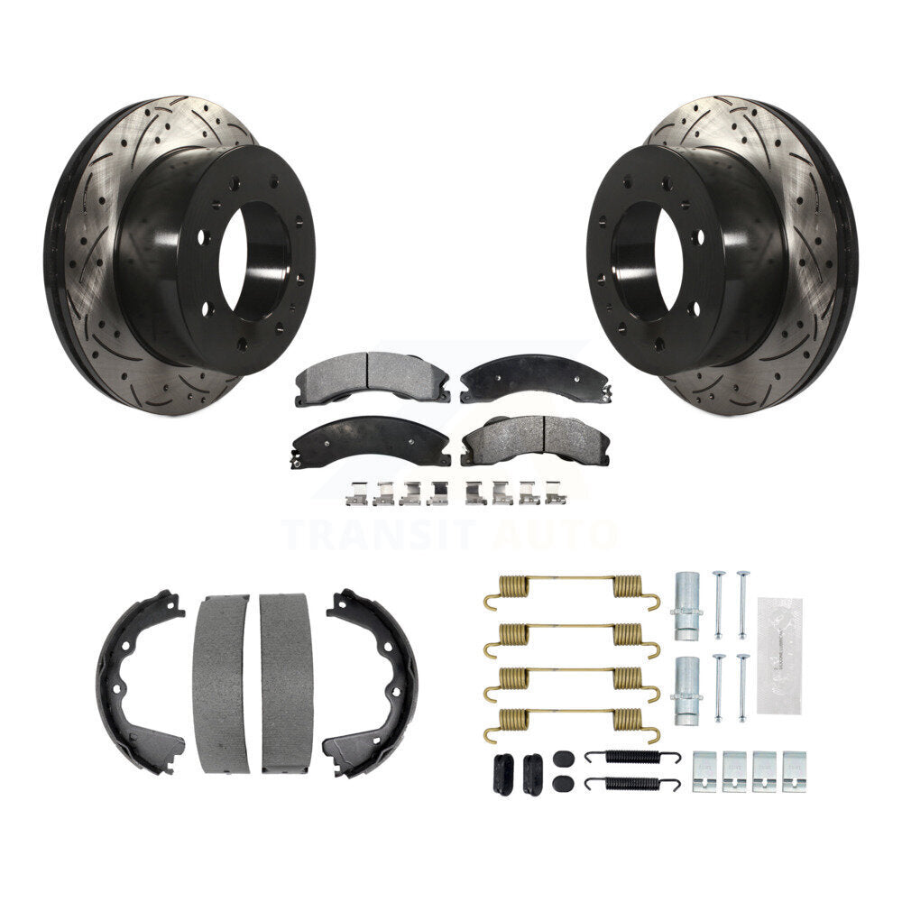Disque arrière, Rotors percés et fendus, plaquettes en céramique, Kit de quincaillerie pour chaussures de stationnement pour