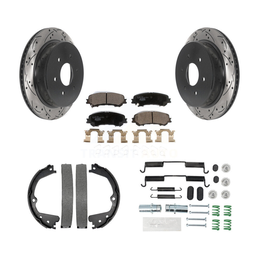 Disque arrière, Rotors percés et fendus, plaquettes en céramique, Kit de quincaillerie pour chaussures de stationnement pour