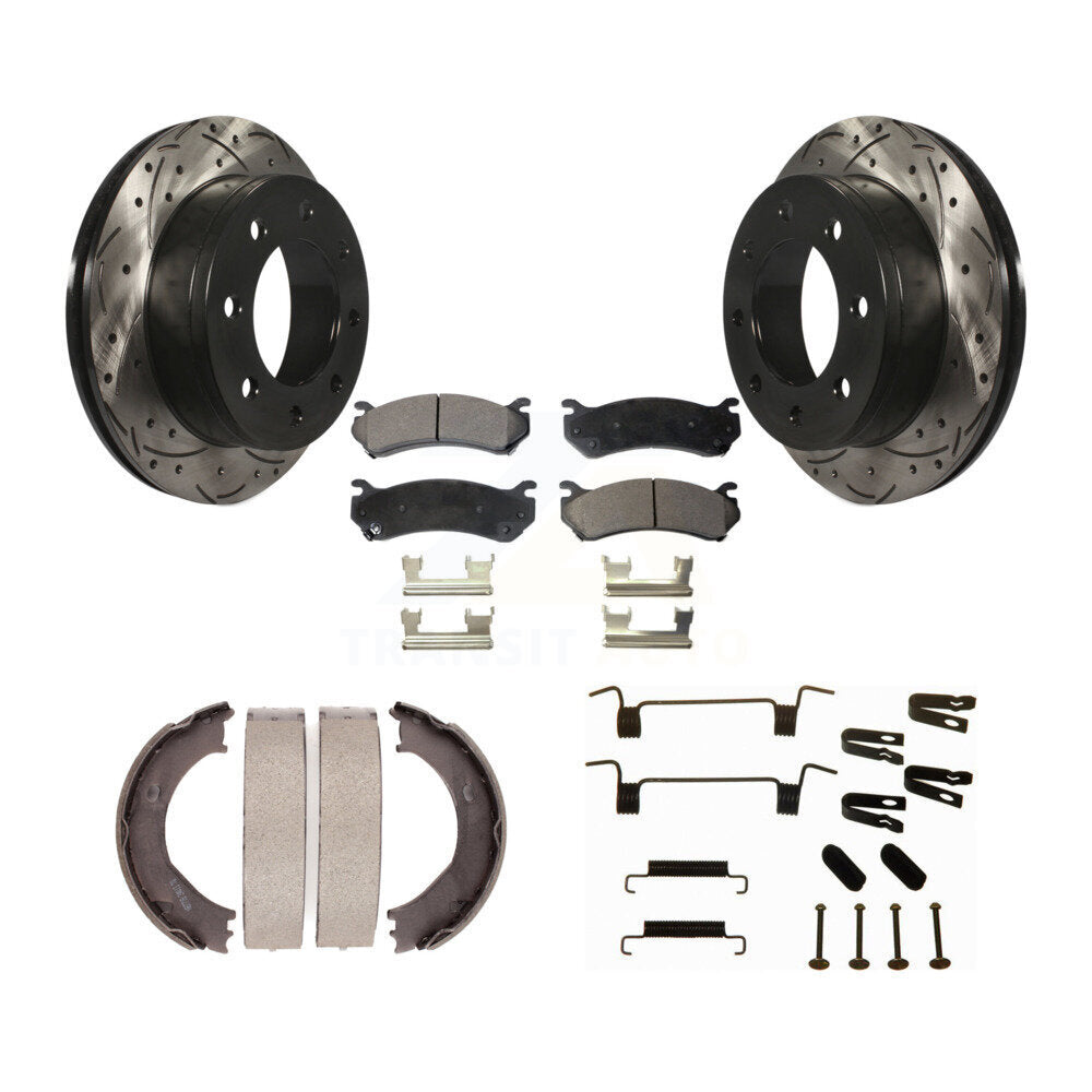 Disque arrière, Rotors percés et fendus, plaquettes en céramique, Kit de quincaillerie pour chaussures de stationnement pour