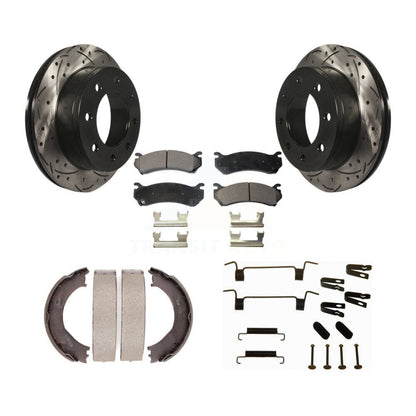 Disque arrière, Rotors percés et fendus, plaquettes en céramique, Kit de quincaillerie pour chaussures de stationnement pour