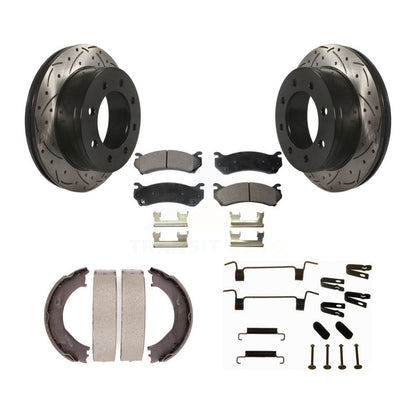 Disque arrière, Rotors percés et fendus, plaquettes en céramique, Kit de quincaillerie pour chaussures de stationnement pour