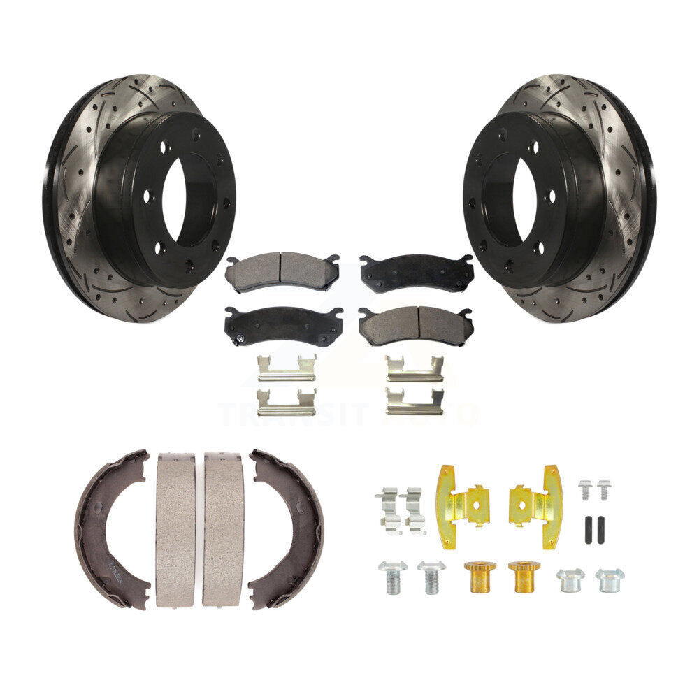 Disque arrière, Rotors percés et fendus, plaquettes en céramique, Kit de quincaillerie pour chaussures de stationnement pour