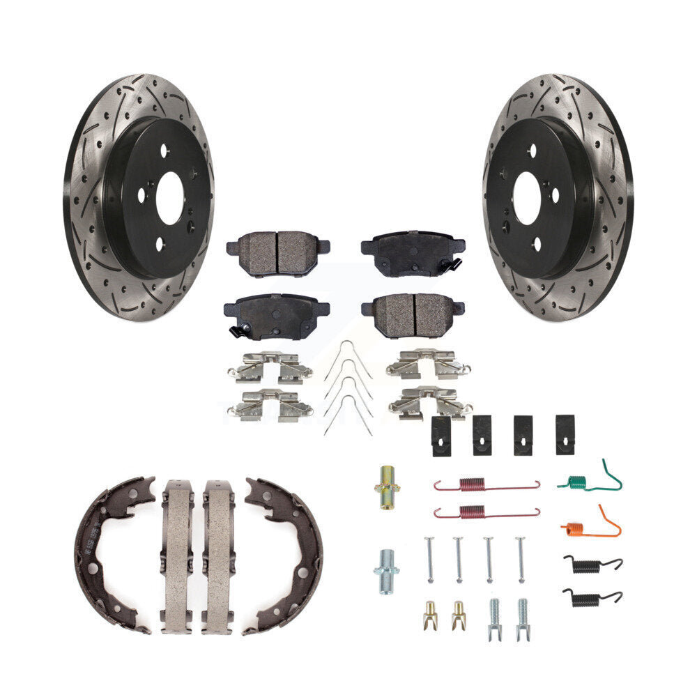 Disque arrière, Rotors percés et fendus, plaquettes en céramique, Kit de quincaillerie pour chaussures de stationnement pour