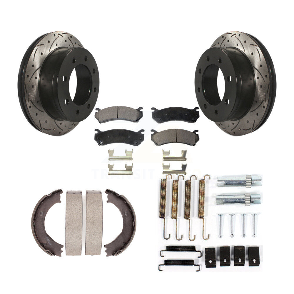 Disque arrière, Rotors percés et fendus, plaquettes en céramique, Kit de quincaillerie pour chaussures de stationnement pour