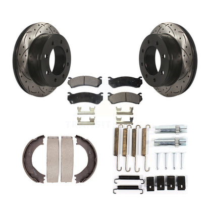 Disque arrière, Rotors percés et fendus, plaquettes en céramique, Kit de quincaillerie pour chaussures de stationnement pour
