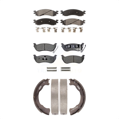 Plaquettes de frein semi-métalliques avant et arrière et Kit de chaussures de stationnement pour Ford Explorer Spor