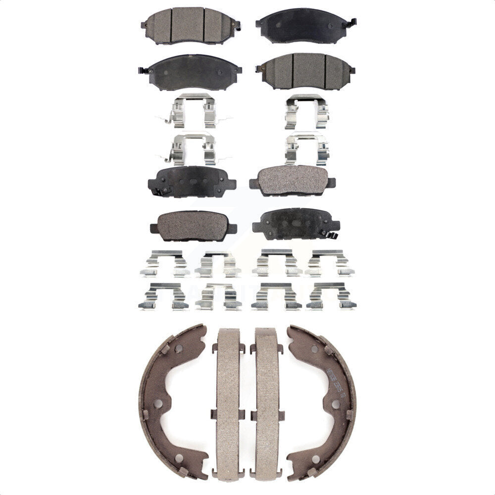 Plaquettes de frein semi-métalliques avant et arrière et Kit de chaussures de stationnement pour INFINITI G37 G35 EX3