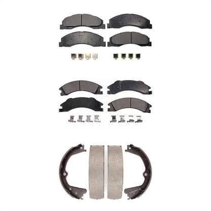 Plaquettes de frein semi-métalliques avant et arrière et Kit de chaussures de stationnement pour Ford E-350 Super Dut