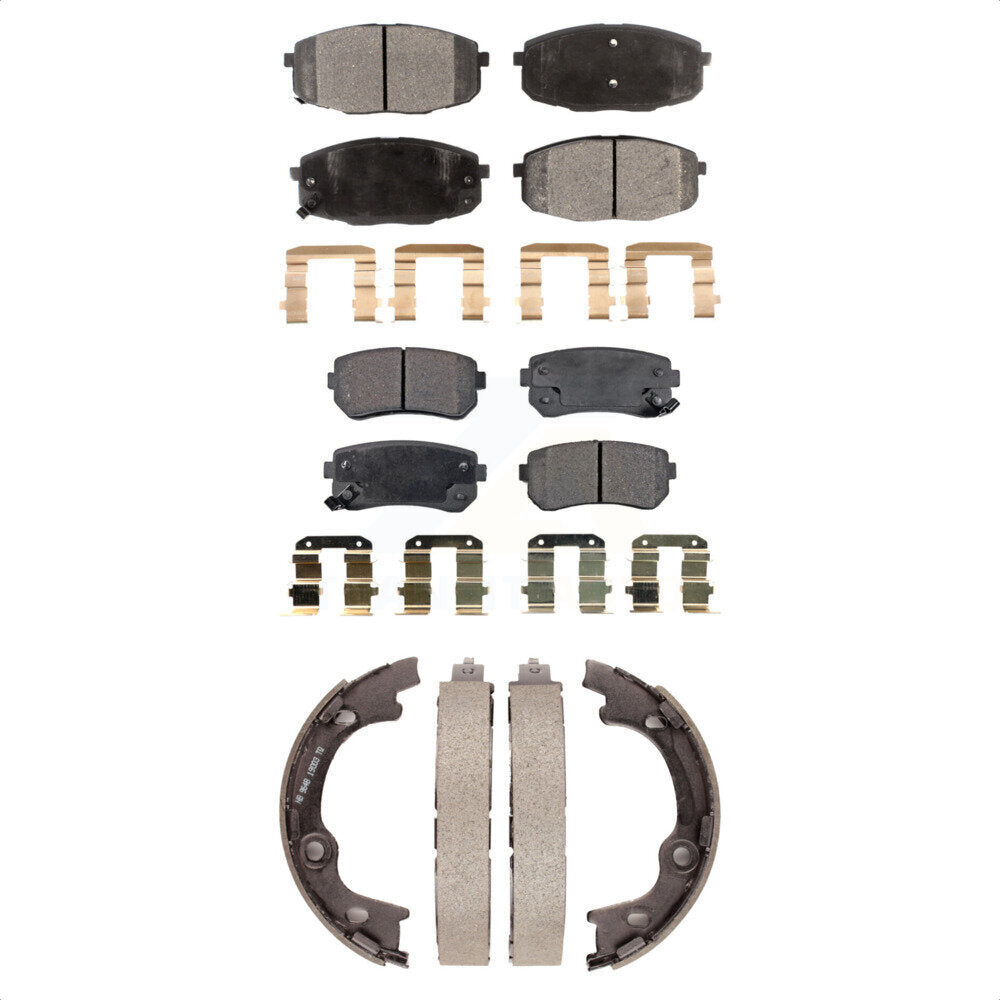 Kit de plaquettes de frein et chaussures de stationnement semi-métalliques avant et arrière, pour Hyundai Elantra