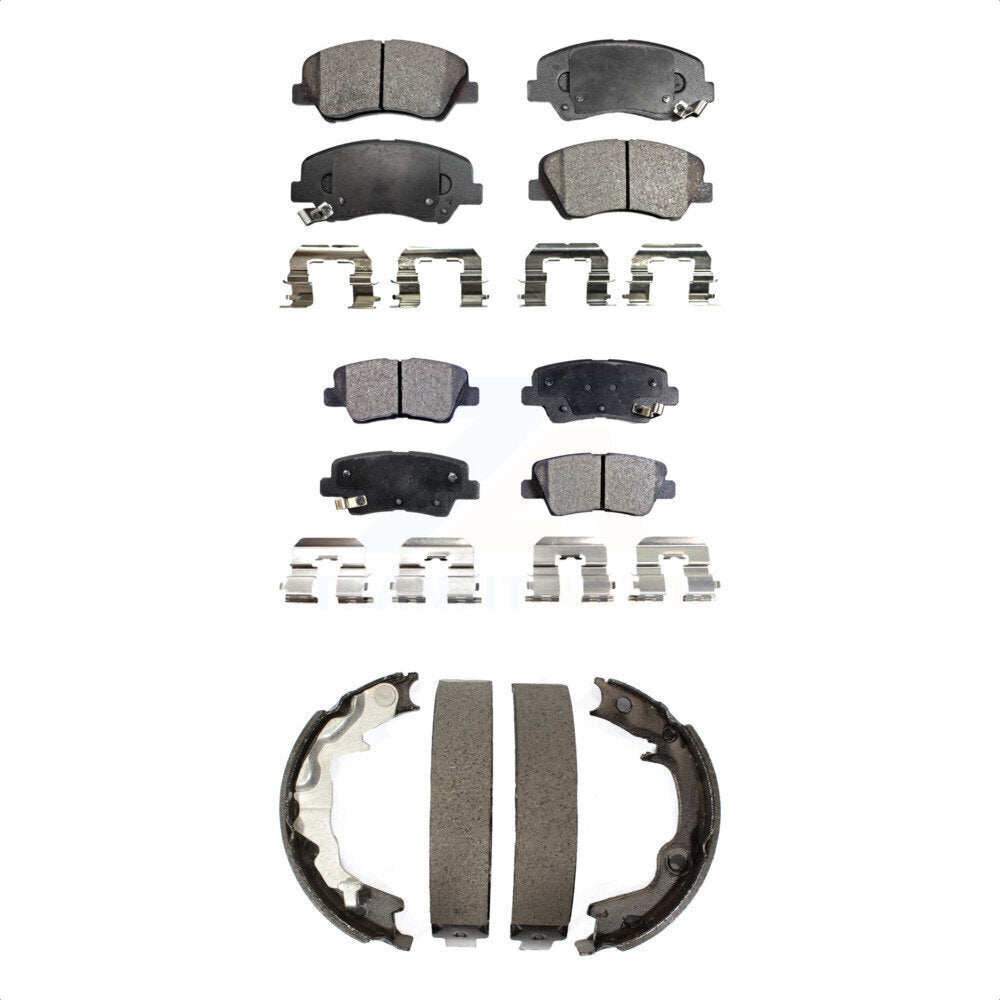 Kit de plaquettes de frein semi-métalliques avant et arrière et de chaussures de stationnement pour Kia Forte Kou 2014