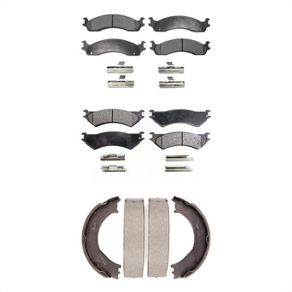 Plaquettes de frein semi-métalliques avant et arrière et Kit de chaussures de stationnement pour Ford E-350 Super Dut