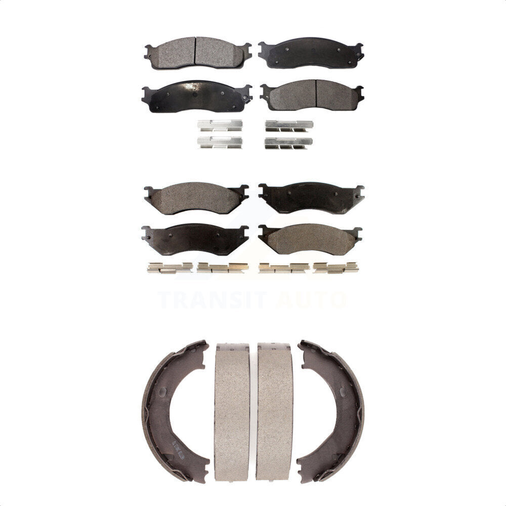 Plaquettes de frein semi-métalliques avant et arrière et Kit de chaussures de stationnement pour Dodge Ram 2500 350