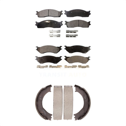 Plaquettes de frein semi-métalliques avant et arrière et Kit de chaussures de stationnement pour Dodge Ram 2500 350