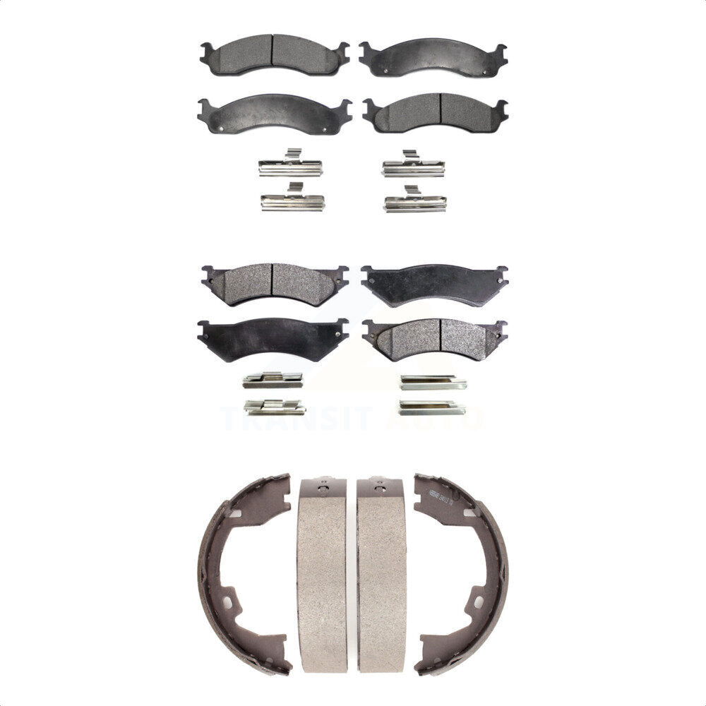 Plaquettes de frein semi-métalliques avant et arrière et Kit de chaussures de stationnement pour Ford E-350 Super Dut