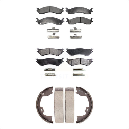 Plaquettes de frein semi-métalliques avant et arrière et Kit de chaussures de stationnement pour Ford E-350 Super Dut
