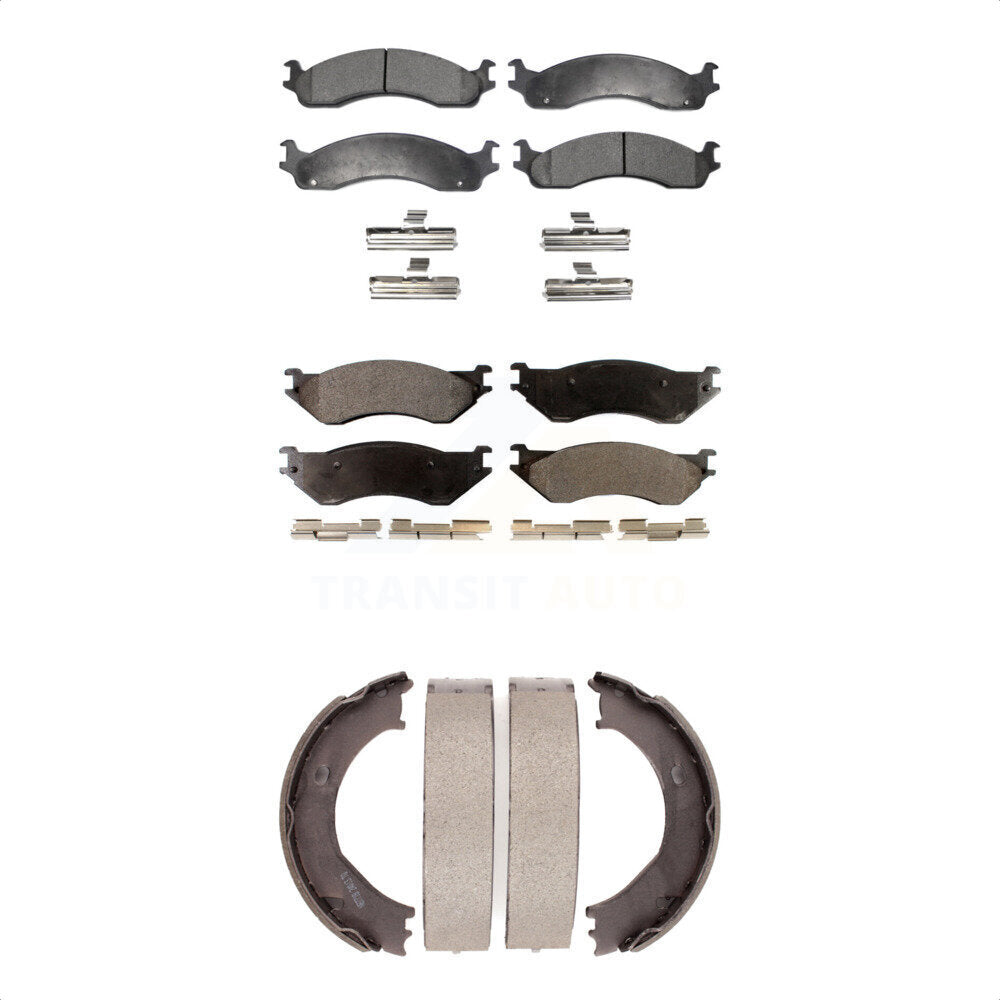 Plaquettes de frein semi-métalliques avant et arrière et Kit de chaussures de stationnement pour Dodge Ram 2500 350